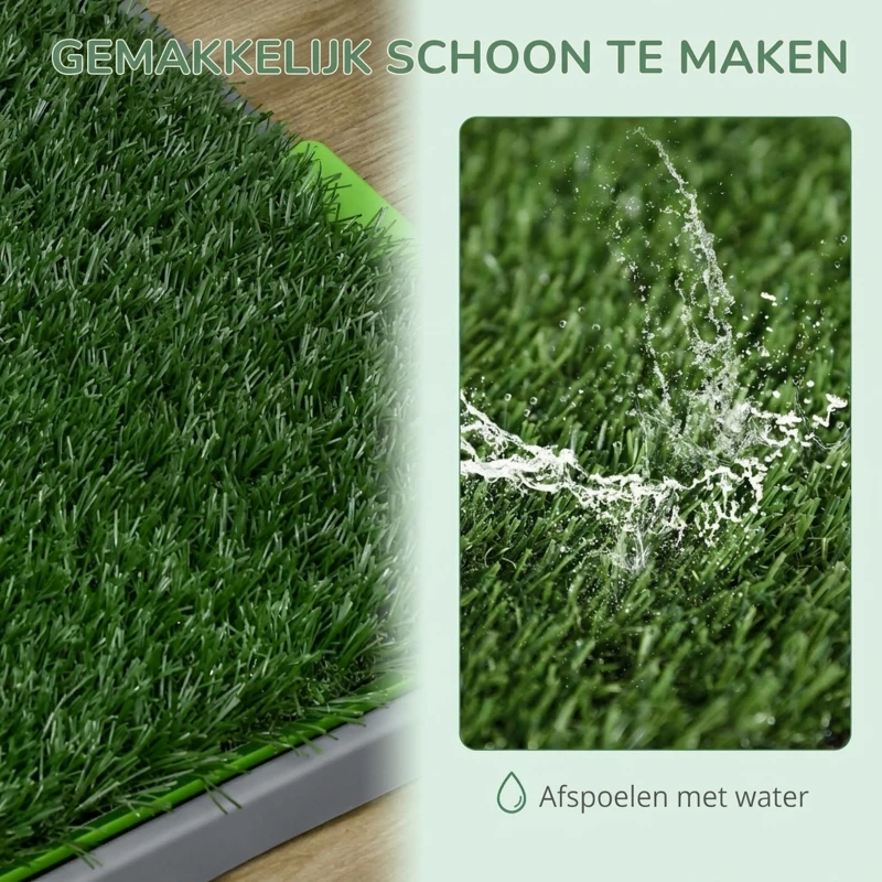 PawHut Hondentoilet met kunstgras, drainagegaten, lekvrij, 67x41x3,5cm, Groen