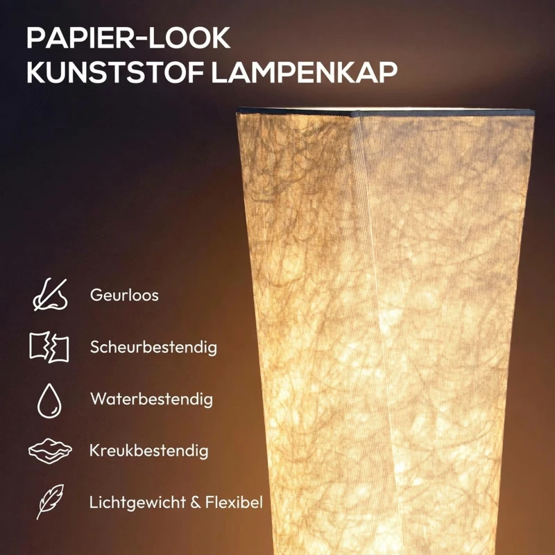 HOMCOM Vloerlamp met papierscherm, voetschakelaar, 3 lichtstanden, wit