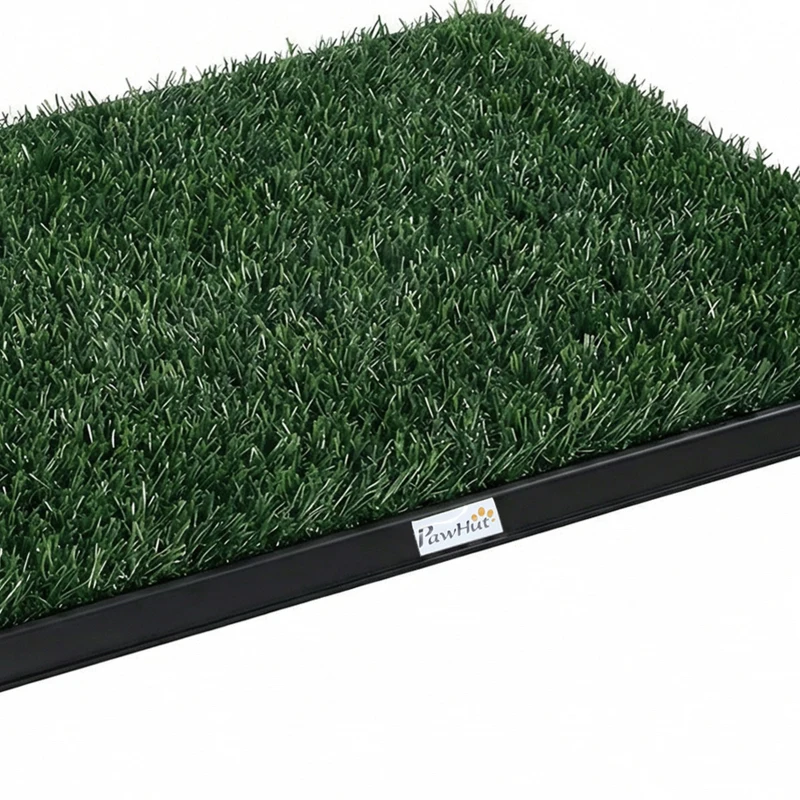 PawHut Honden-wc 76 x 50,5 cm met 2 kunstgras matten, wasbare puppytoilet voor honden, voor balkon, thuis, zwart + groen