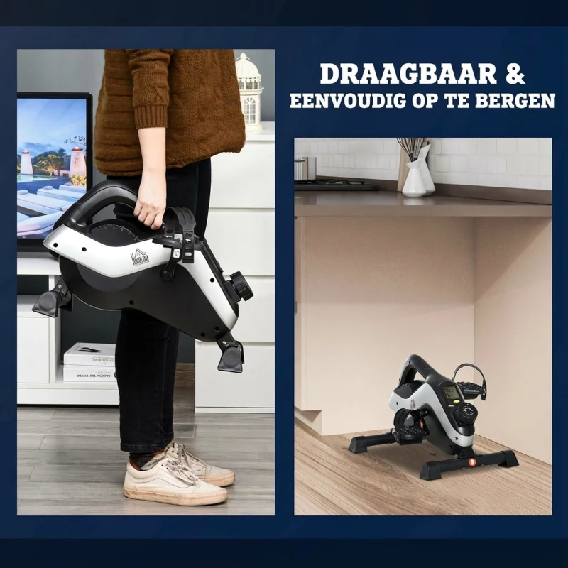 HOMCOM Mini Thuistrainer Pedaletrainer voor Beentraining Pedal-Trainer met Bevestigingsriem Antislipmat