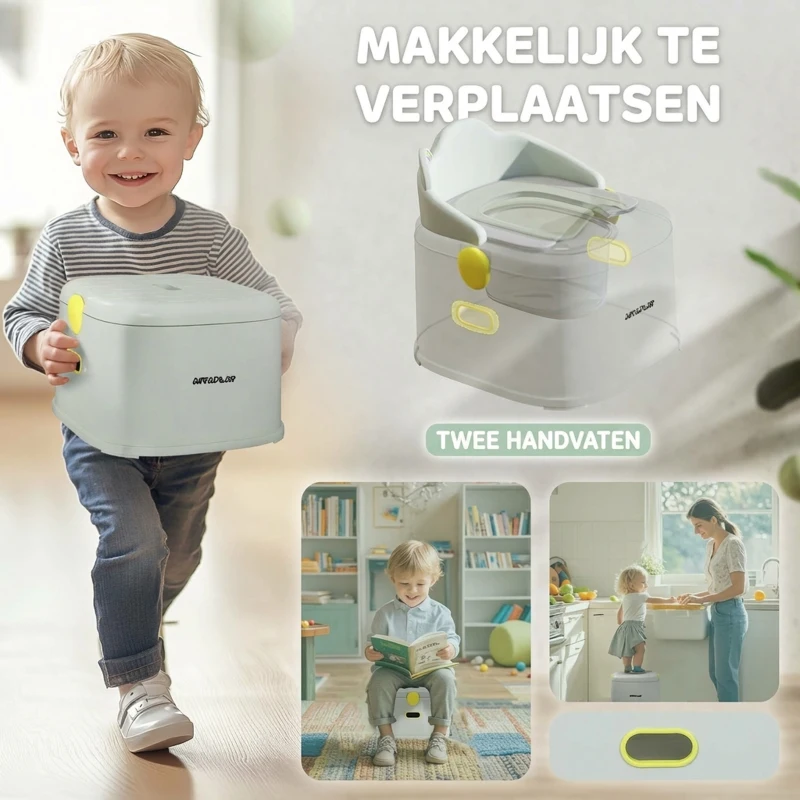 AIYAPLAY Kinderpotje 3-in-1 met Afneembare Zitting, Kunstleder zitkussen, Max. 50 kg, Grijs