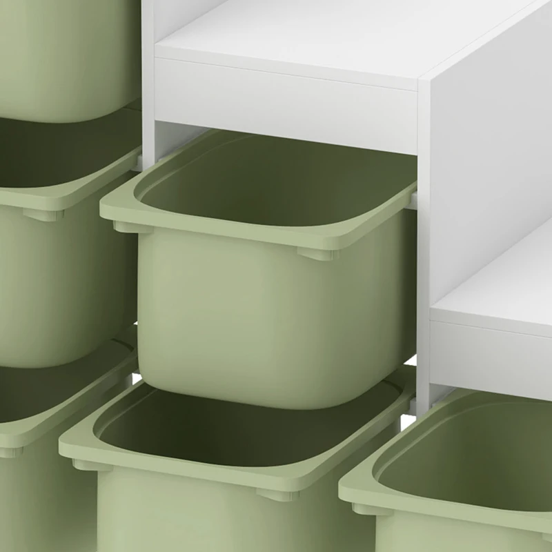 AIYAPLAY Scaffale Portagiocattoli a 3 Livelli con 6 Contenitori per Bambini da 3-8 Anni, 96x38.5x90cm, Verde