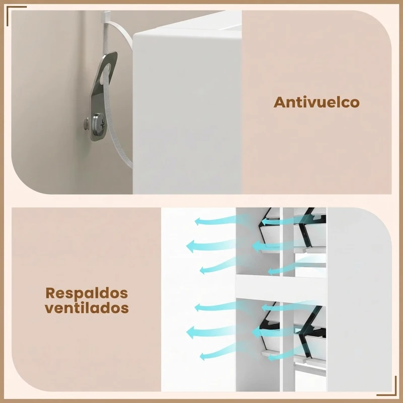 HOMCOM Zapatero Recibidor Entrada con 4 Cajones Abatibles y Estante Abierto Estantes Ajustables Encimera hasta 16 Pares Blanco