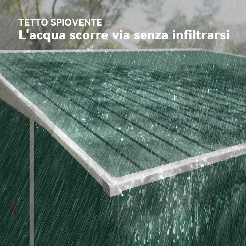 Outsunny Casetta da Giardino con Porta Scorrevole, in Acciaio, 345x280.5x169-201cm, Verde
