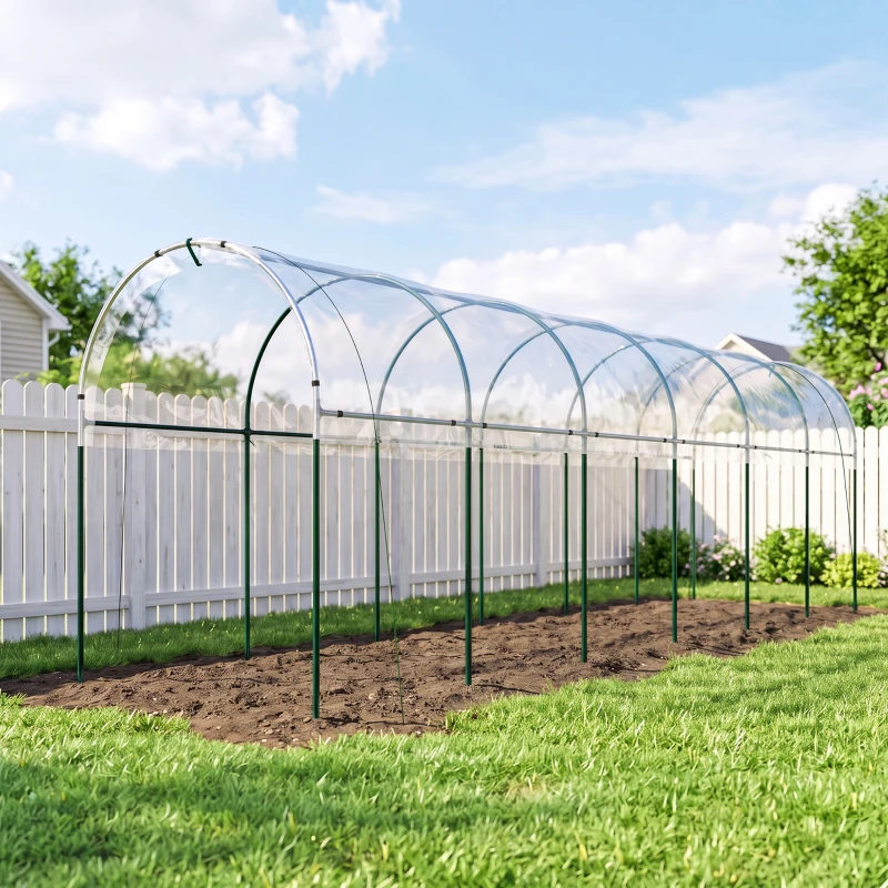 Outsunny Serre de jardin serre à tomates 7 arceaux en acier bâche en plastique 6 x 1,23 x 1,71 m vert