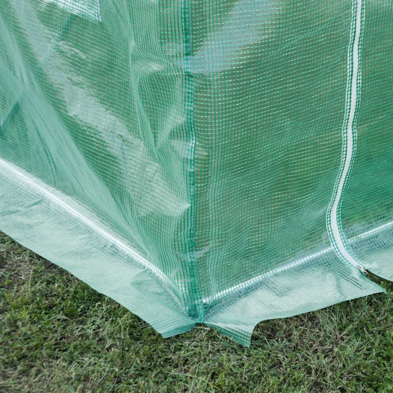 Outsunny Telo per Serra in PE con 6 Finestre, Porta Avvolgibile e Bordi Interrati, 3x2x2 m, Verde