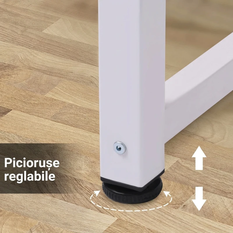 HOMCOM Birou Calculator, Masă de Birou Modernă cu Picioare din Metal Alb, Stil Scandi, Culoare Stejar