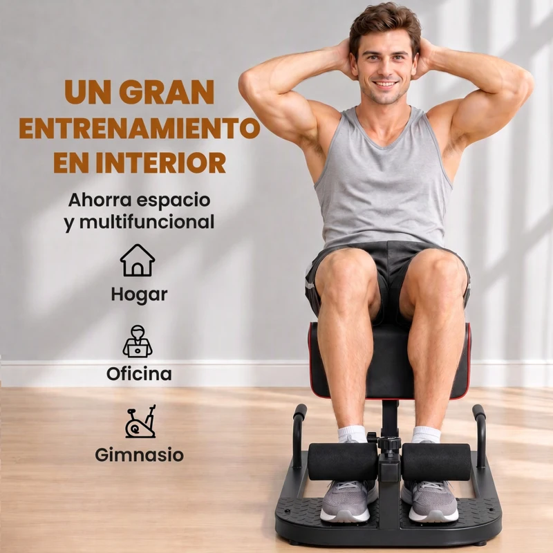 HOMCOM 3-en-1 Máquina Equipo de Sentadilla para Ejercicios Abdominales Tablero Supino Multifuncional Máquina de Piernas Ayuda en Cuclillas Negro