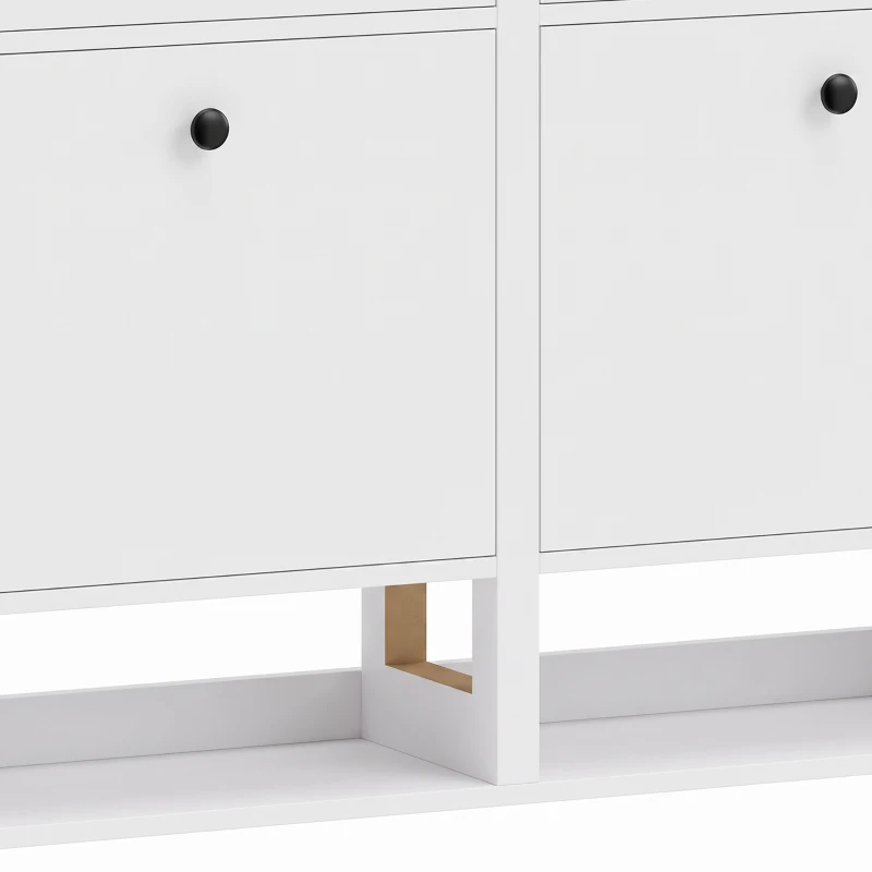HOMCOM Zapatero Recibidor Entrada con 4 Cajones Abatibles y Estante Abierto Estantes Ajustables Encimera hasta 16 Pares Blanco