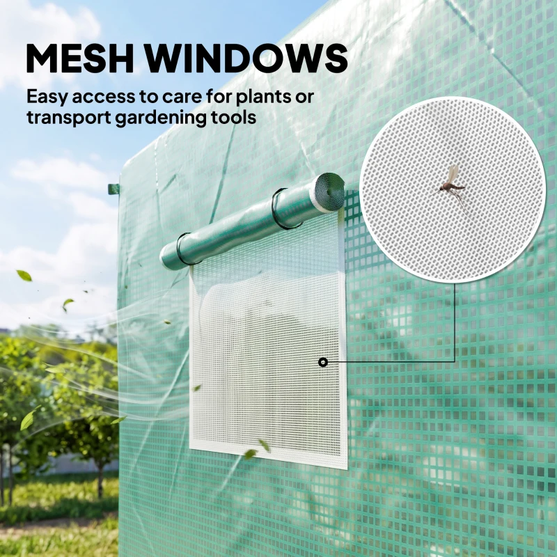 Outsunny Polyethylene Walk-in Polytunnel Greenhouse, 2 x 3(m), Green