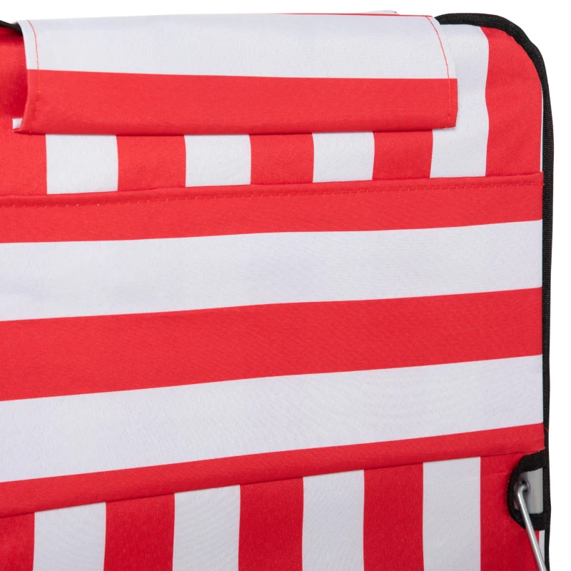 Outsunny Set 2 Lettini Spiaggia Pieghevoli con Schienale Regolabile a 5 Livelli e Borsa, Rosso
