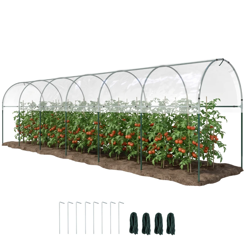 Outsunny Serre de jardin serre à tomates 7 arceaux en acier bâche en plastique 6 x 1,23 x 1,71 m vert
