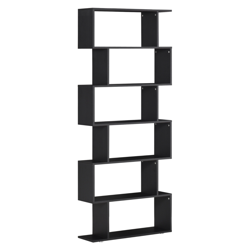 HOMCOM Bibliotecă din Lemn cu 6 Rafturi, 80x24x191 cm, Negru