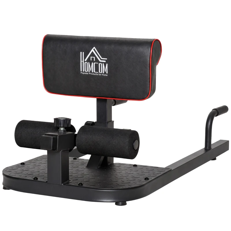 HOMCOM 3-en-1 Máquina Equipo de Sentadilla para Ejercicios Abdominales Tablero Supino Multifuncional Máquina de Piernas Ayuda en Cuclillas Negro