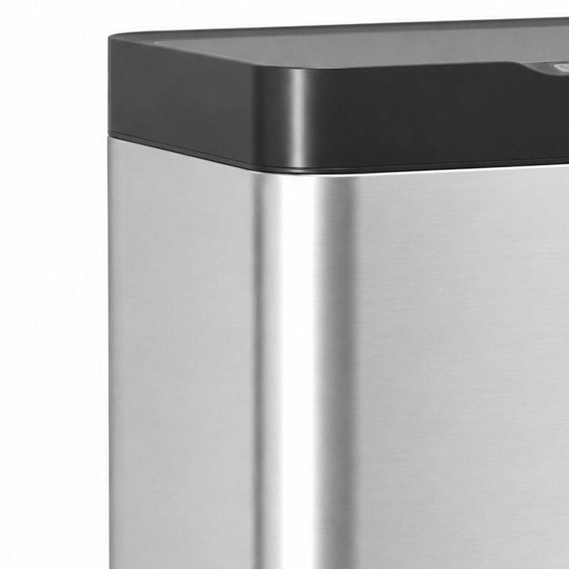 HOMCOM Poubelle de Cuisine Automatique 40 L en Inox, 3 Compartiments, Seaux Intérieurs Amovibles, Fermeture douce, Argenté