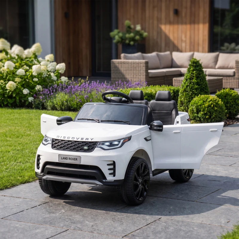 AIYAPLAY Mașină Electrică pentru Copii cu Licență Land Rover, Faruri LED, Claxon și Telecomandă, 105x68.5x58 cm, Albă