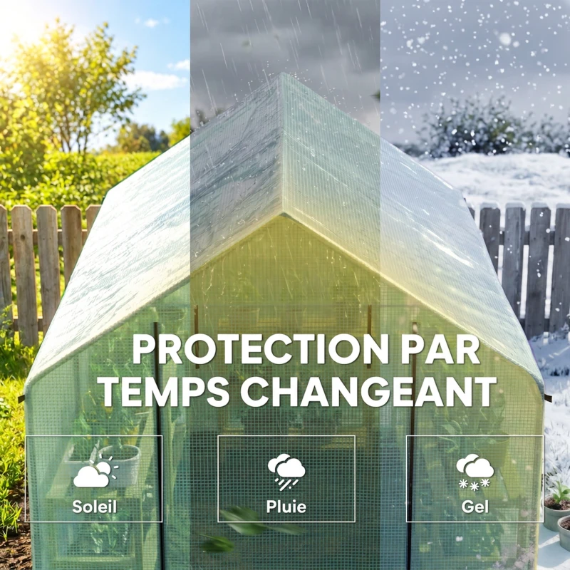 Outsunny Serre de jardin tunnel 2 x 3m, 6m² avec porte enroulable, 4 fenêtres, - Acier galvanisé PE Haute densité Vert