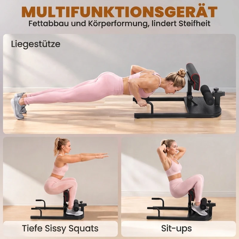 HOMCOM Beentrainer squats buik billen trainer sissy squat verstelbaar rolbaar(m-4)
