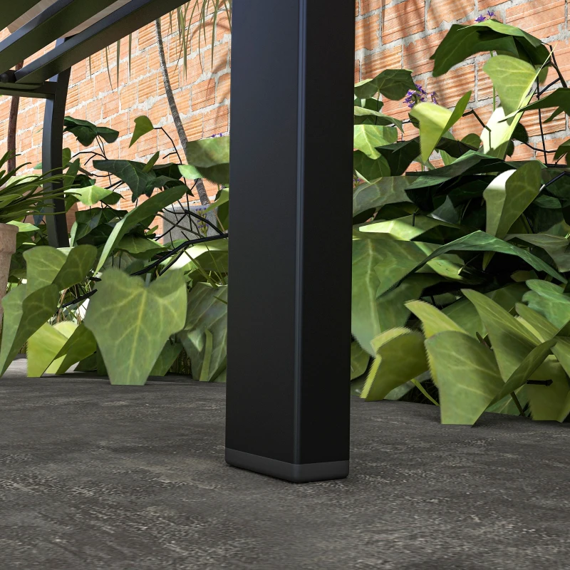 Outsunny Panchina da Giardino 2 Posti in Acciaio con Schienale Decorato e Braccioli, 127x50x75cm, Nero