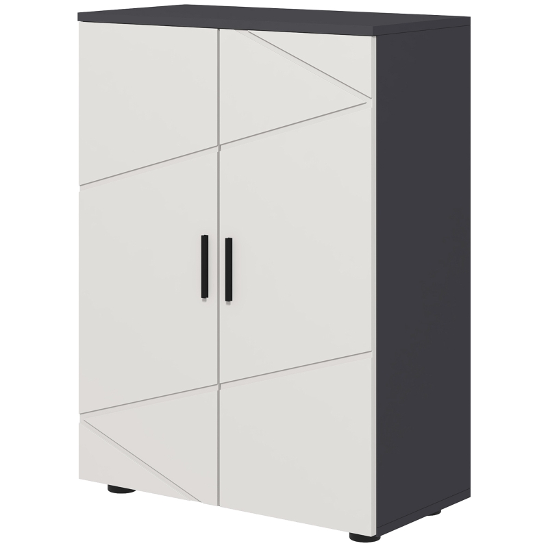 kleankin Mobiletto Bagno 2 Ante in Legno con 3 Ripiani e Chiusura Ammortizzata, 60x30x82cm, Grigio