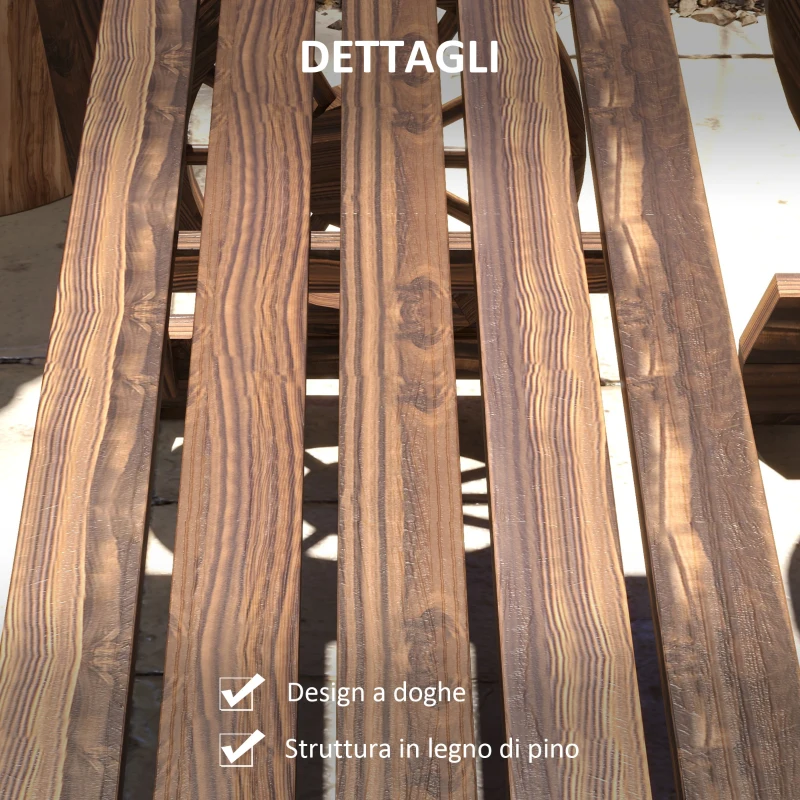 Outsunny Set da Giardino 3 Pezzi in Legno di Pino con 1 Tavolo da Esterno 115x55x71 cm e 2 Panchine 115x51x80 cm