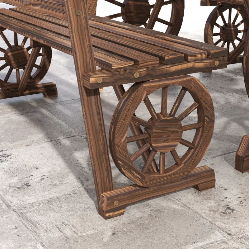 Outsunny Set da Giardino 3 Pezzi in Legno di Pino con 1 Tavolo da Esterno 115x55x71 cm e 2 Panchine 115x51x80 cm