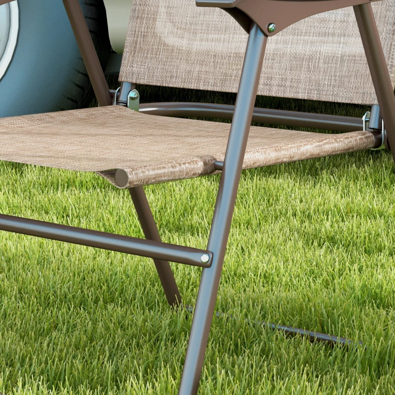 Outsunny Set 2 Sedie Pieghevoli da Giardino con Braccioli e Seduta in Tessuto Traspirante, Marrone