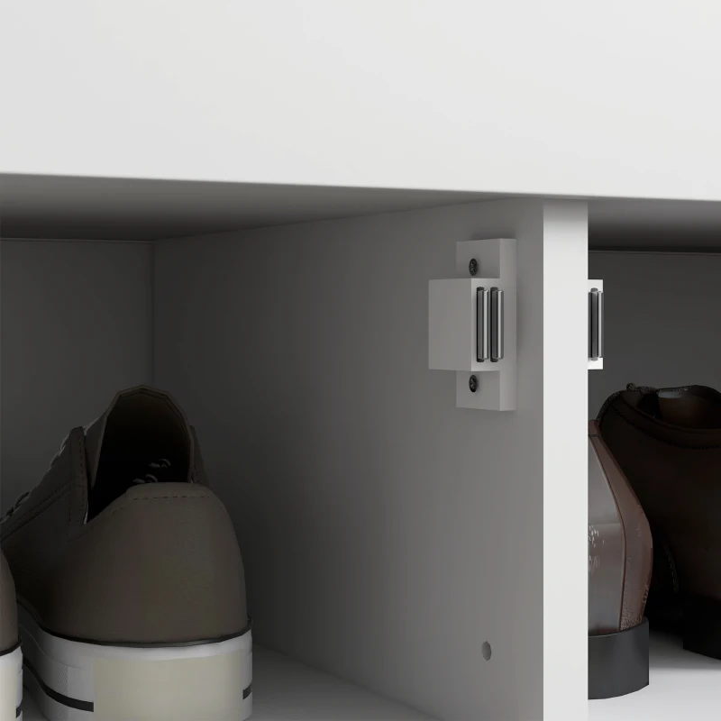HOMCOM Panca Scarpiera con Ripiano Interno Regolabile su 6 Livelli, in MDF e Simil Lino, 90x36x50 cm, Bianco e Grigio