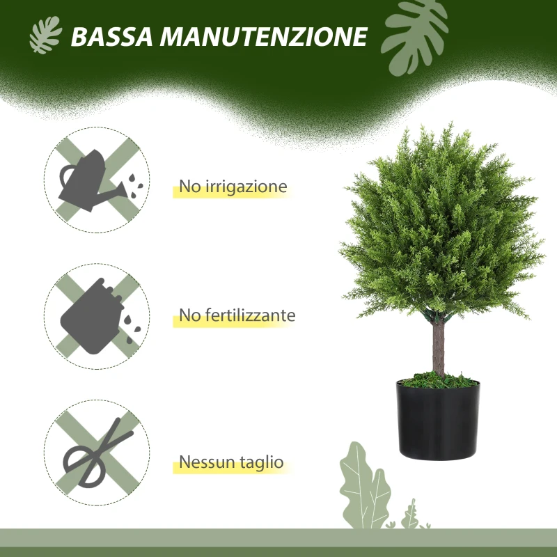 HOMCOM Pianta Finta Albero Cedro con Vaso Incluso per Interno ed Esterno, Altezza 55 cm, Verde
