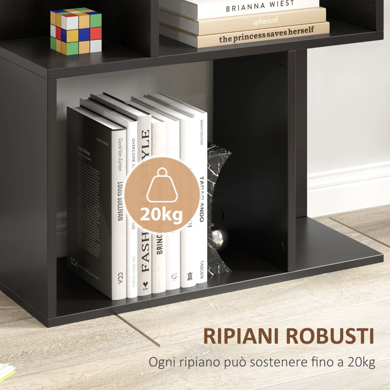 HOMCOM Mobile Libreria in Legno a 5 Ripiani Design Moderno in Legno, 60x24x184.5 cm, Nero