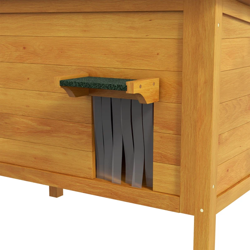 PawHut Casa de Exterior para Gatos em Madeira para 1-2 Gatos com Telhado Basculante e Espuma Isolante 85x50x68,5 cm Natural