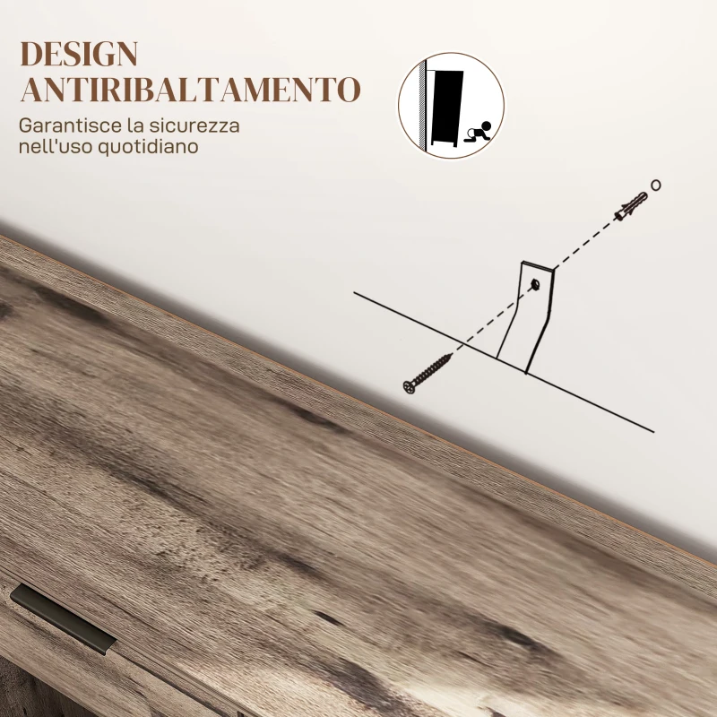 HOMCOM Credenza Buffet in stile Industriale con Cassetto e 3 Armadietti, in Legno Marrone, 120x36.5x70 cm