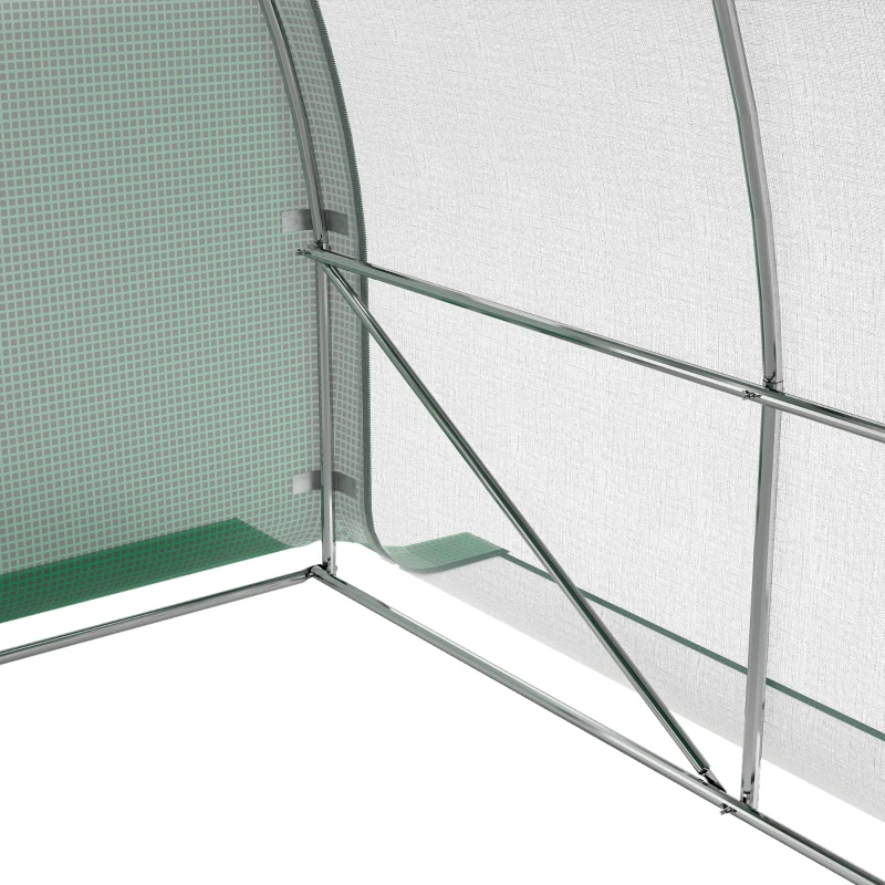 Outsunny Serre Tunnel de Jardin 12㎡, Filet Pare-soleil, Parois Latérales Enroulables, 2 Portes, 8 Fenêtres, 400x300x198cm, Vert