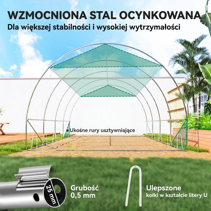 Szklarnia 4x3x2 m, folia, 6 okien, drzwi rolowane