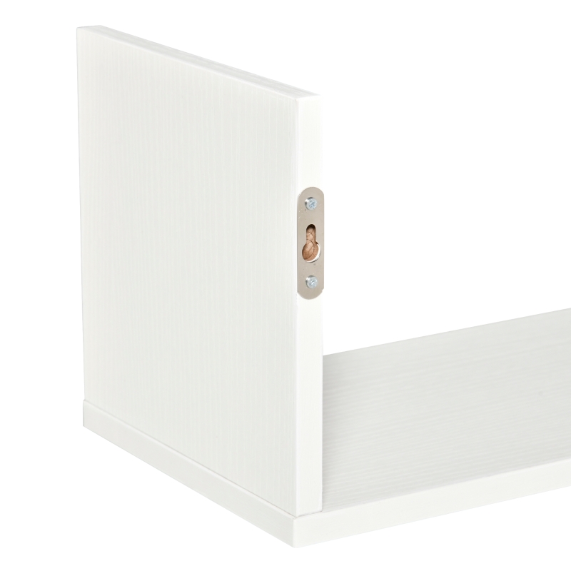 HOMCOM Set 3 Mensole da Parete Portaoggetti in Legno, 80x18x18 cm, Bianco