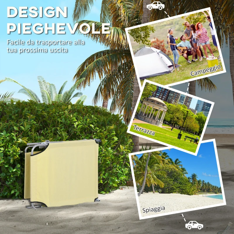 Outsunny Set 2 Sdraio da Giardino Pieghevoli con Schienale e Tettuccio Regolabili, 187x58x36 cm, Beige