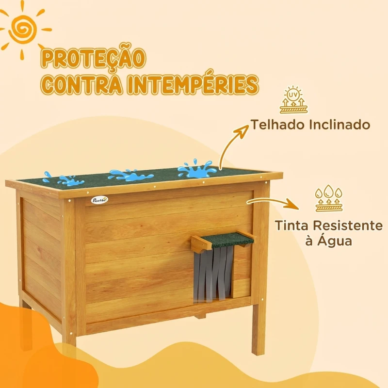 PawHut Casa de Exterior para Gatos em Madeira para 1-2 Gatos com Telhado Basculante e Espuma Isolante 85x50x68,5 cm Natural