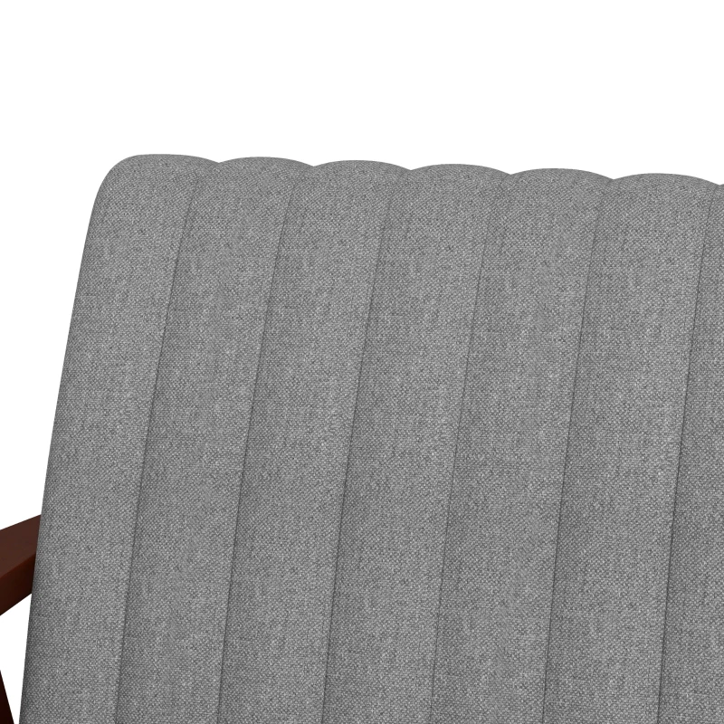 HOMCOM Poltroncina da Camera Moderna Imbottita in Tessuto e Legno con Cuciture Tubolari, Grigio