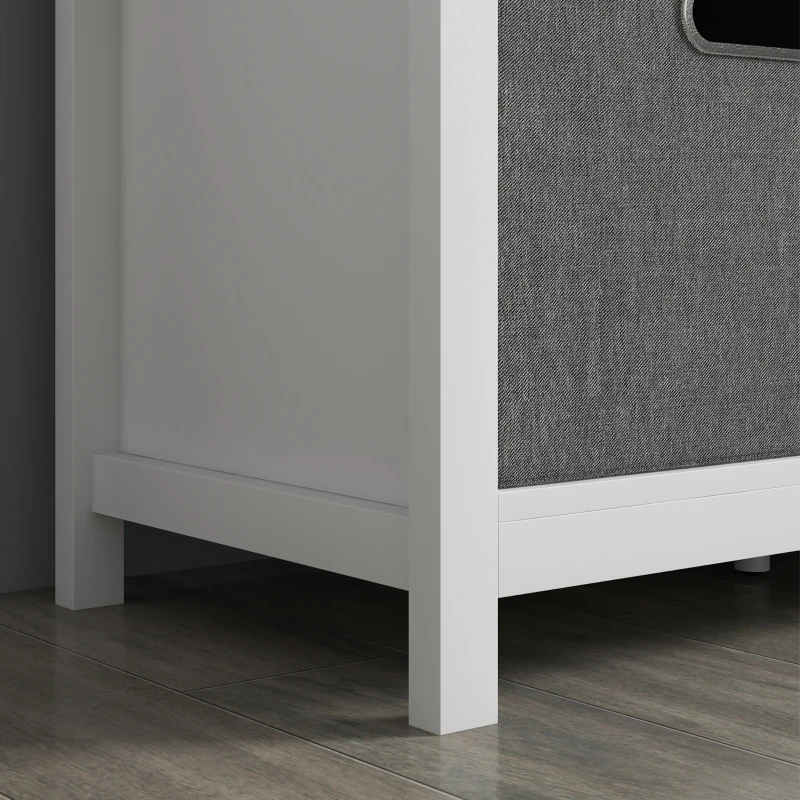 HOMCOM Panca Scarpiera con Ripiano Regolabile a 3 Livelli e 2 Cassetti, in Truciolato, 105x35x47 cm, Bianca e Grigia