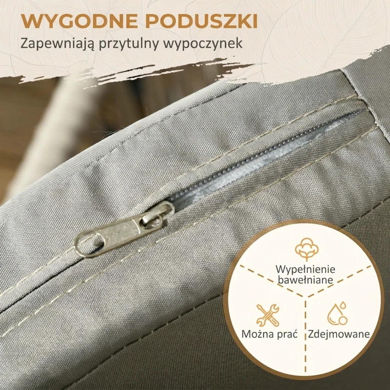 Outsunny 2 krzesła ogrodowe z poduszkami, zestaw foteli ogrodowych w stylu boho, krzesło ogrodowe, meble ogrodowe, krzesło tarasowe, rama metalowa, 57 x 60 x 71 cm, szary
