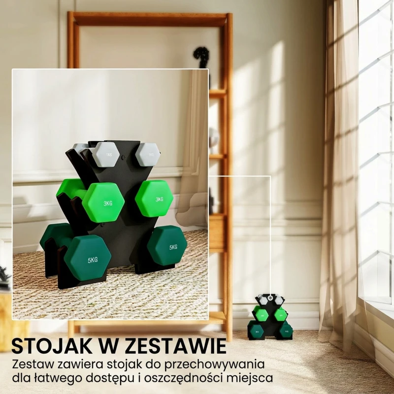 SPORTNOW Dumbbell Set with Storage Rack, Set of 6 Weights Pair for Home Gym Fitness Training Weight Lifting Exercise, 2 x 1kg, 2 x 3kg, 2 x 5kg