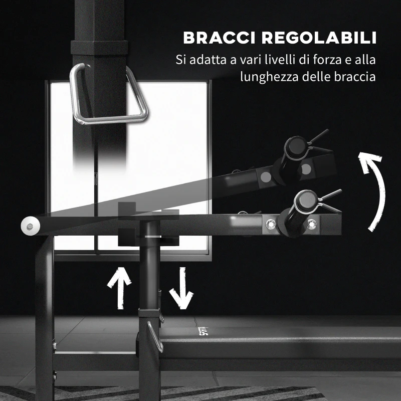 SPORTNOW Macchina Pettorali ad Altezza Regolabile in Acciaio, 150x150x60-85 cm, Nero