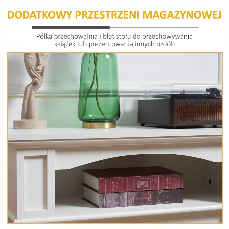 Kominek elektryczny 1800 W, efekt 3D, biały, z ogrzewaniem