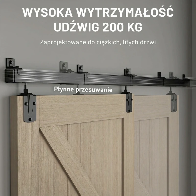 HOMCOM Zestaw do drzwi przesuwnych 244 cm, czarny, dla drzwi pojedynczych