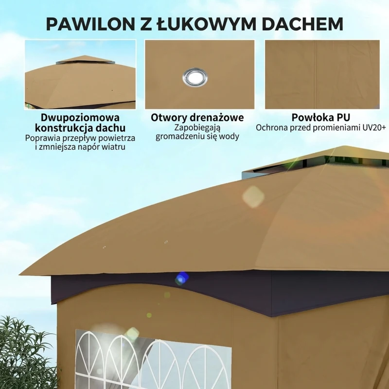 Pawilon ogrodowy 3,4x3,4m, wodoodporny, 4 ścianki