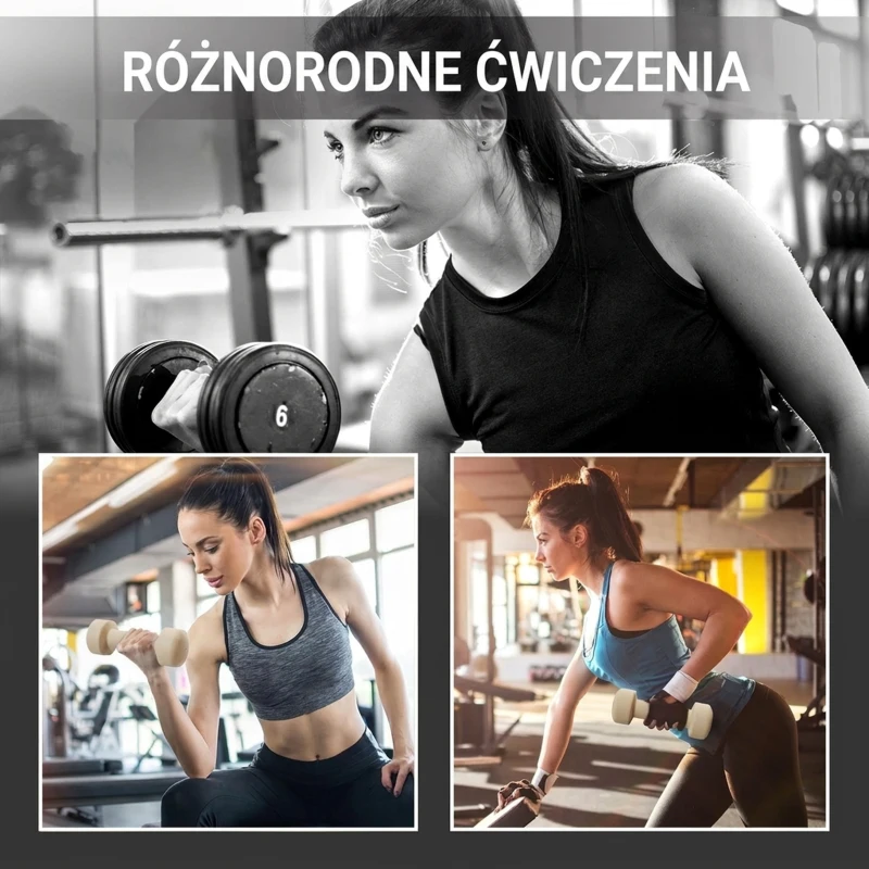 HOMCOM Zestaw hantli 4 pary 0,5kg-10kg z walizką, hantle żeliwne, hantle hexagonalne