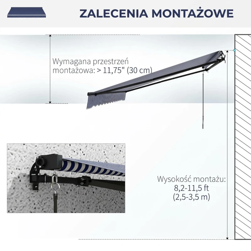 Markiza tarasowa 400x300cm z korbką, UV30+, odporna na słońce