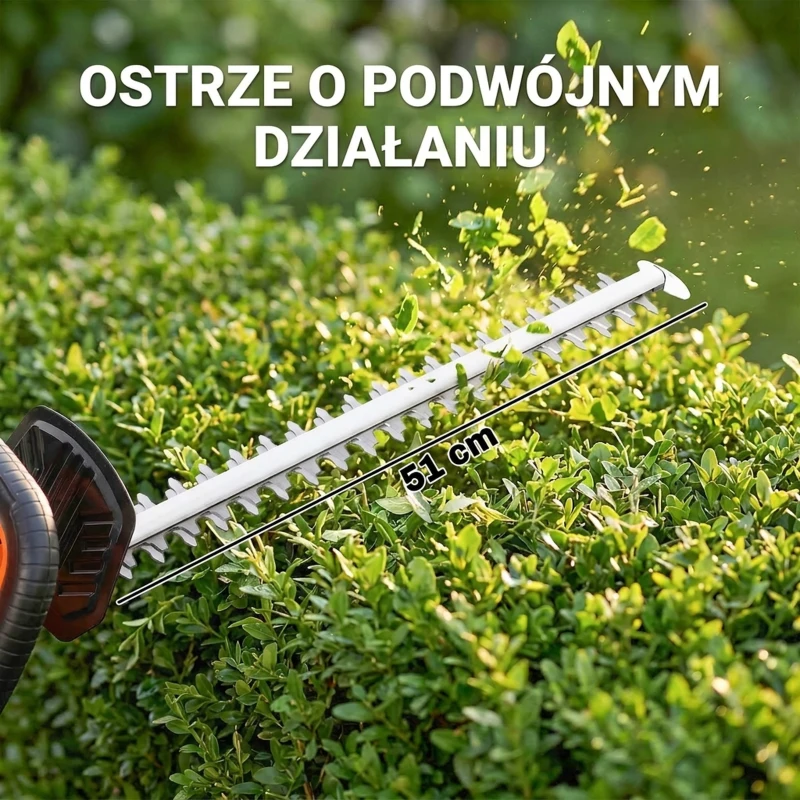 Outsunny Nożyce do żywopłotu Elektryczne Bezprzewodowe z Akumulatorem 100 W Długość Cięcia 51 cm ABS Pomarańczowy