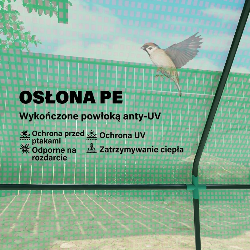 Outsunny Mini-Szklarnia, odporna na warunki atmosferyczne, z oknami zwijanymi, 240 cm x 90 cm x 90 cm, Zielona