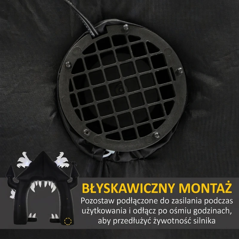 Outsunny Nadmuchiwany Łuk Halloweenowy, Dekoracja Halloween, 300 cm Wysoka Dekoracja z Oświetleniem LED, Dekoracja Imprezowa do Wnętrz i na Zewnątrz